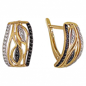 Золотые серьги Красносельский ювелир РС2386 с фианитом РС2386 фото