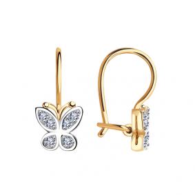 Золотые серьги Красносельский ювелир РС2466 с фианитом РС2466 фото