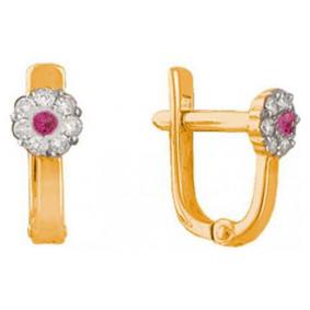 Золотые серьги Красносельский ювелир РС2493-р с фианитом РС2493-р фото