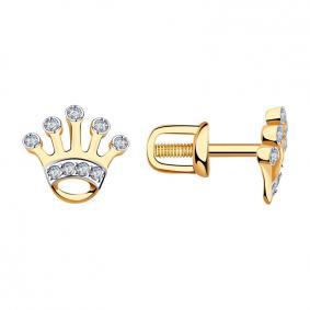 Золотые серьги Красносельский ювелир РС3104 с фианитом РС3104 фото