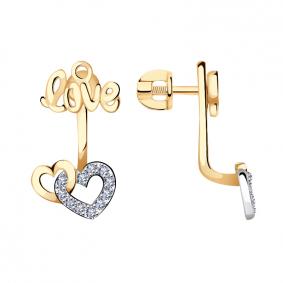 Золотые серьги-трансформеры Красносельский ювелир с фианитом РС3251 РС3251 фото