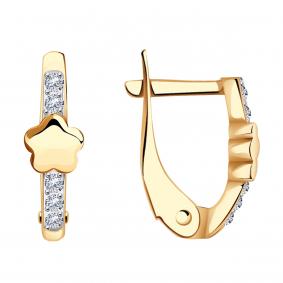 Золотые серьги Красносельский ювелир РС3324 с фианитом РС3324 фото