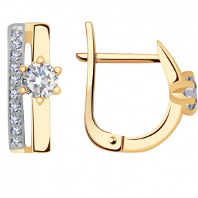 Золотые серьги Красносельский ювелир РС3374 с фианитом РС3374 фото