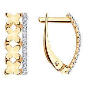 Золотые серьги Красносельский ювелир РС3376 с фианитом РС3376 фото