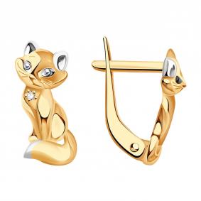 Золотые серьги Красносельский ювелир РС3382 с фианитом РС3382 фото