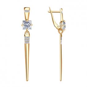 Золотые серьги Красносельский ювелир РС3390 с фианитом РС3390 фото