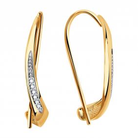 Золотые серьги Красносельский ювелир РС3504 с фианитом РС3504 фото