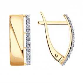 Золотые серьги Красносельский ювелир РС3558 с фианитом РС3558 фото