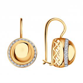 Золотые серьги Красносельский ювелир РСд2846 с фианитом РСд2846 фото