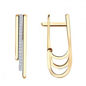 Золотые серьги Красносельский ювелир РСд3023 с фианитом РСд3023 фото