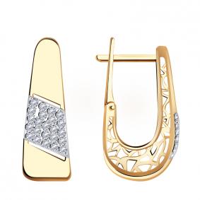 Золотые серьги Красносельский ювелир РСд3277 с фианитом РСд3277 фото