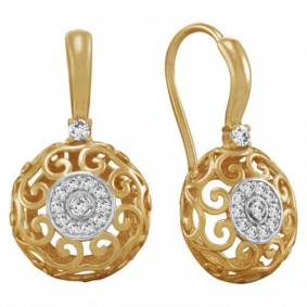 Золотые серьги Красносельский ювелир РСд3338 с фианитом РСд3338 фото