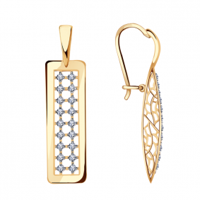 Золотые серьги Красносельский ювелир РСд3352 с фианитом РСд3352 фото