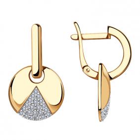Золотые серьги-трансформеры Красносельский ювелир с фианитом РСд3358 РСд3358 фото