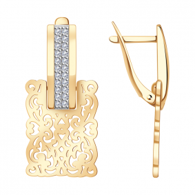 Золотые серьги Красносельский ювелир РСд3365 с фианитом РСд3365 фото