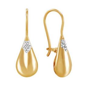 Золотые серьги Красносельский ювелир РСд3420 с фианитом РСд3420 фото