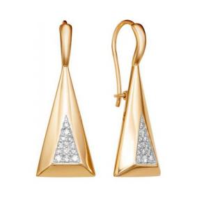 Золотые серьги Красносельский ювелир РСд3480 с фианитом РСд3480 фото