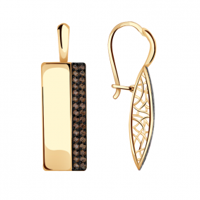 Золотые серьги Красносельский ювелир РСд3485-ш с фианитом РСд3485-ш фото