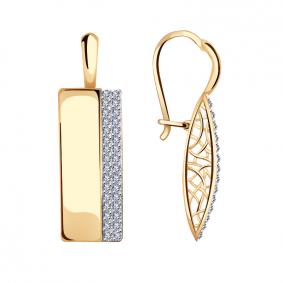 Золотые серьги Красносельский ювелир РСд3485 с фианитом РСд3485 фото