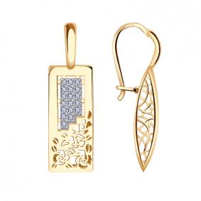 Золотые серьги Красносельский ювелир РСд3527 с фианитом РСд3527 фото