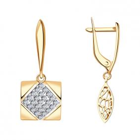 Золотые серьги Красносельский ювелир РСд3565 с фианитом РСд3565 фото