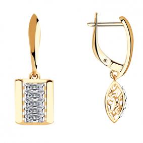 Золотые серьги Красносельский ювелир РСд3582 с фианитом РСд3582 фото