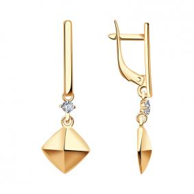 Золотые серьги Красносельский ювелир РСд3601 с фианитом РСд3601 фото