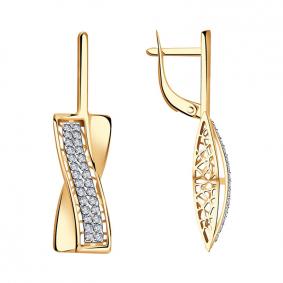 Золотые серьги Красносельский ювелир РСд3651 с фианитом РСд3651 фото