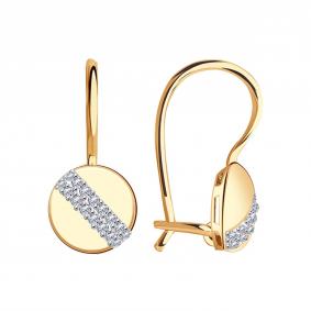 Золотые серьги Красносельский ювелир РСд3669 с фианитом РСд3669 фото