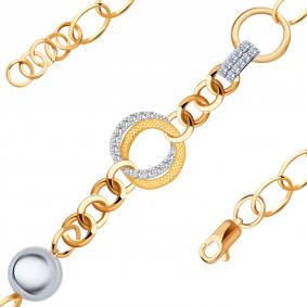 Золотой браслет плетение Фантазийное Радуга РТ-16249-414756К-2-Б с фианитом РТ-16249-414756К-2-Б фото