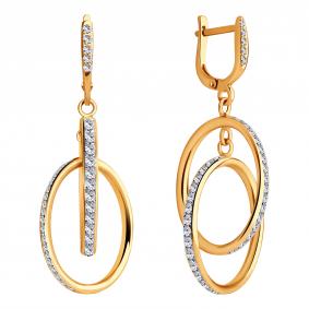 Золотые серьги Радуга РТ-407К с фианитом РТ-407К фото