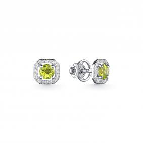 Серебряные серьги Дар С-2452рс40600 с фианитом и хризолитом С-2452рс40600 фото