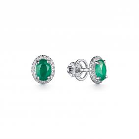 Серебряные серьги Дар С-2455рс40900 с фианитом и агатом С-2455рс40900 фото