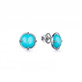 Серебряные серьги Дар С-2457рк438 с бирюзой С-2457рк438 фото