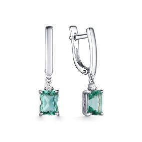 Серебряные серьги Дар С-3692рс41200 с фианитом и празиолитом С-3692рс41200 фото