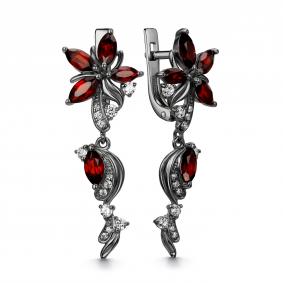 Серебряные серьги Дар С-3710чрс40400 с фианитом и гранатом С-3710чрс40400 фото