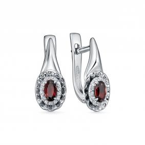 Серебряные серьги Дар С-3749рс40400 с фианитом и гранатом С-3749рс40400 фото
