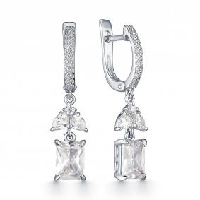 Серебряные серьги Дар С-3762рс1612800 с фианитом и муассанитом С-3762рс1612800 фото