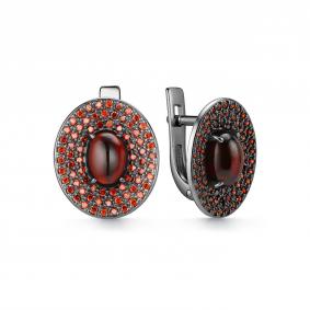 Серебряные серьги Дар С-3806чрк404278 с фианитом и гранатом С-3806чрк404278 фото