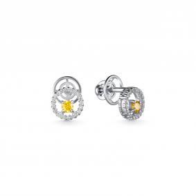 Серебряные серьги Дар С-3820рс167400 с фианитом и муассанитом С-3820рс167400 фото