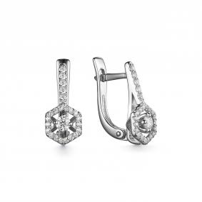 Серебряные серьги Дар С-3821рс1612800 с фианитом и муассанитом С-3821рс1612800 фото