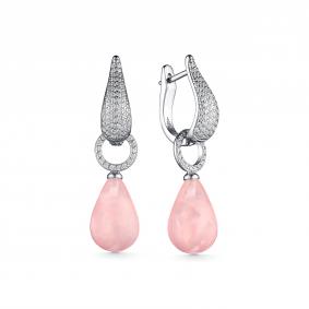 Серебряные серьги Дар С-3850рг42100 с фианитом и кварцем С-3850рг42100 фото