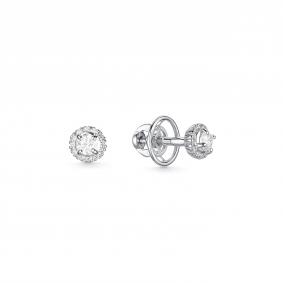Серебряные серьги Дар С-3855рс1612800 с фианитом и муассанитом С-3855рс1612800 фото