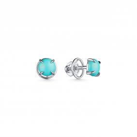 Серебряные серьги Дар С-3896рк438 с бирюзой С-3896рк438 фото