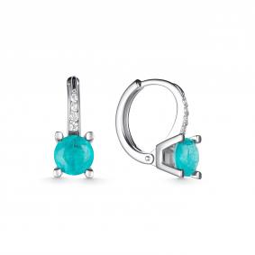 Серебряные серьги Дар С-3911рс413500 с фианитом, кварцем, горным хрусталём, турмалином и Параиба С-3911рс413500 фото