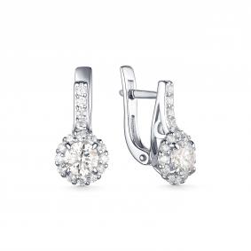 Серебряные серьги Дар С-3914рс1612800 с фианитом и муассанитом С-3914рс1612800 фото