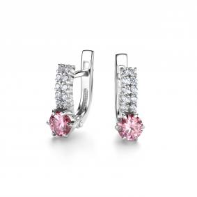 Серебряные серьги Дар С-3915рс167100 с фианитом и муассанитом С-3915рс167100 фото