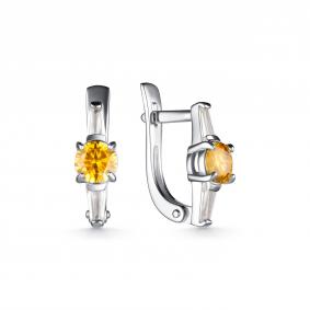 Серебряные серьги Дар С-3916рс167400 с фианитом и муассанитом С-3916рс167400 фото