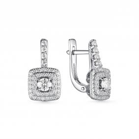 Серебряные серьги Дар С-3918рс1612800 с фианитом и муассанитом С-3918рс1612800 фото