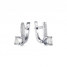 Серебряные серьги Дар С-3919рс1612800 с фианитом и муассанитом С-3919рс1612800 фото